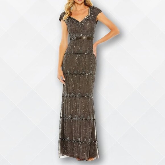 Mac Duggal Embellished Cap Sleeve Gown – Size 12 – NWT - WDS-100006 - Picture 1 of 3